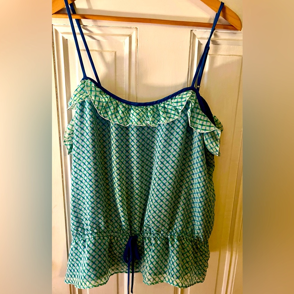 Old Navy XL Cami top. White,green & blue.